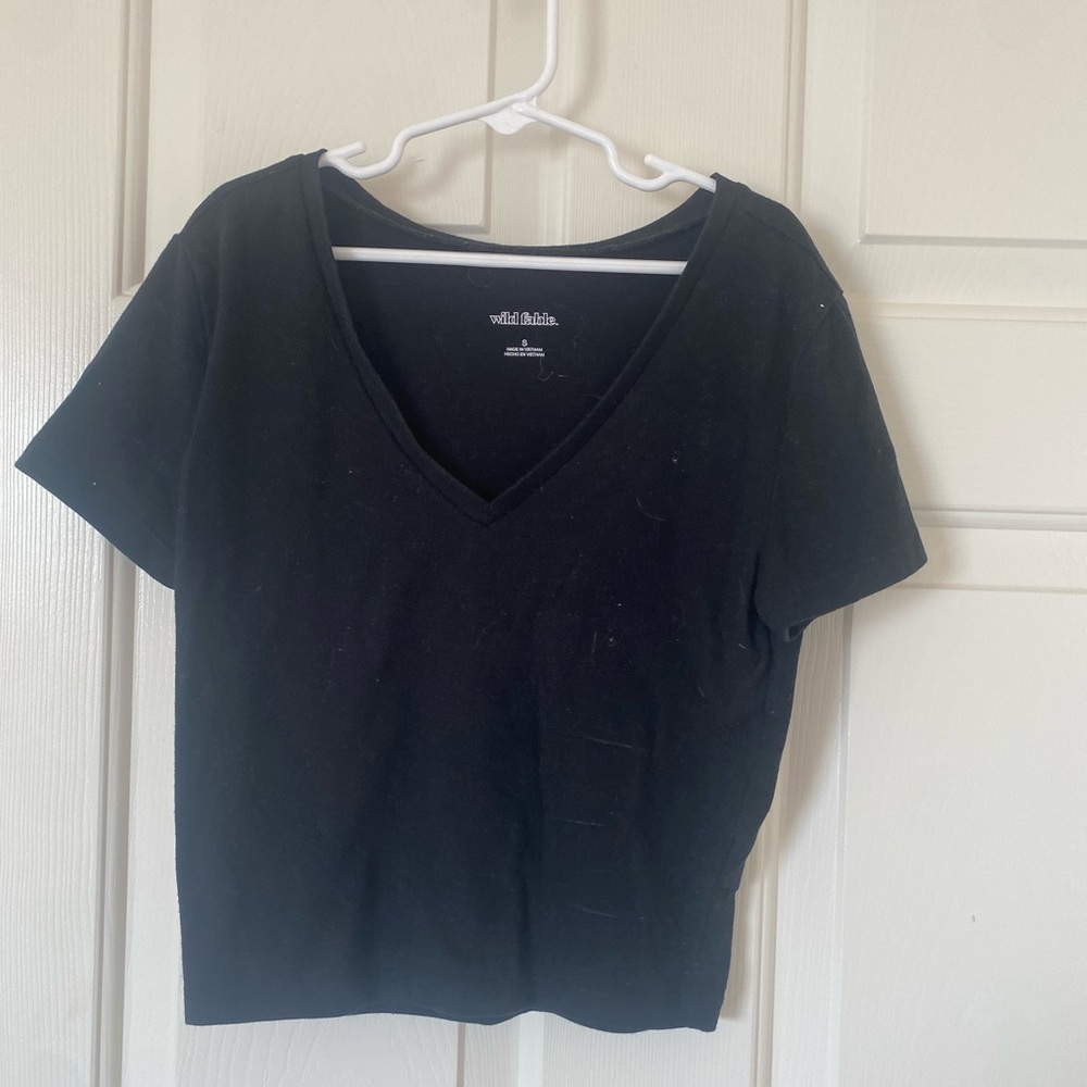 Wild Fable Black Cropped Fitted T-Shirt